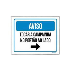 Placa Aviso Tocar Campainha Portão Ao Lado Seta 18x23cm 10un