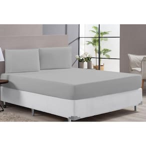 Lençol Cama King Size Cor Cinza Macio 400F 3 Peças