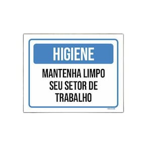Placa Higiene Mantenha Limpo Seu Setor De Trabalho 18X23