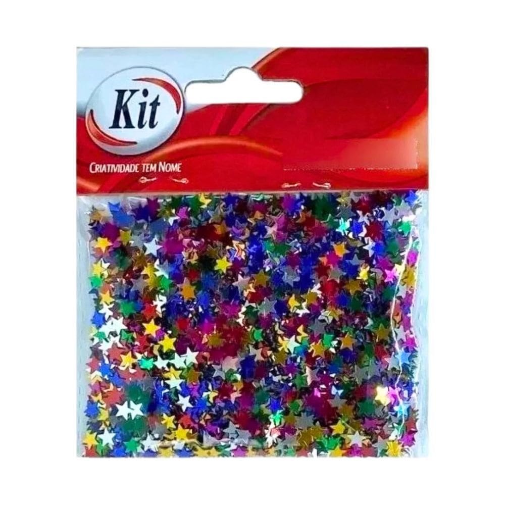 Lantejoula Metalizada de Estrelinhas Coloridas Pacote c/ 25g - Kit | Escolar | Artesanato | Make