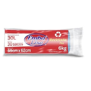 Saco De Lixo Embalixo Plus Azul 30 Litros Rolo 30 Sacos
