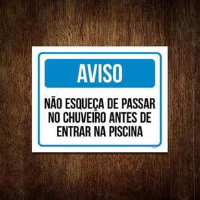 Kit 10 Placas Aviso Não Esqueça Chuveiro Antes Piscina