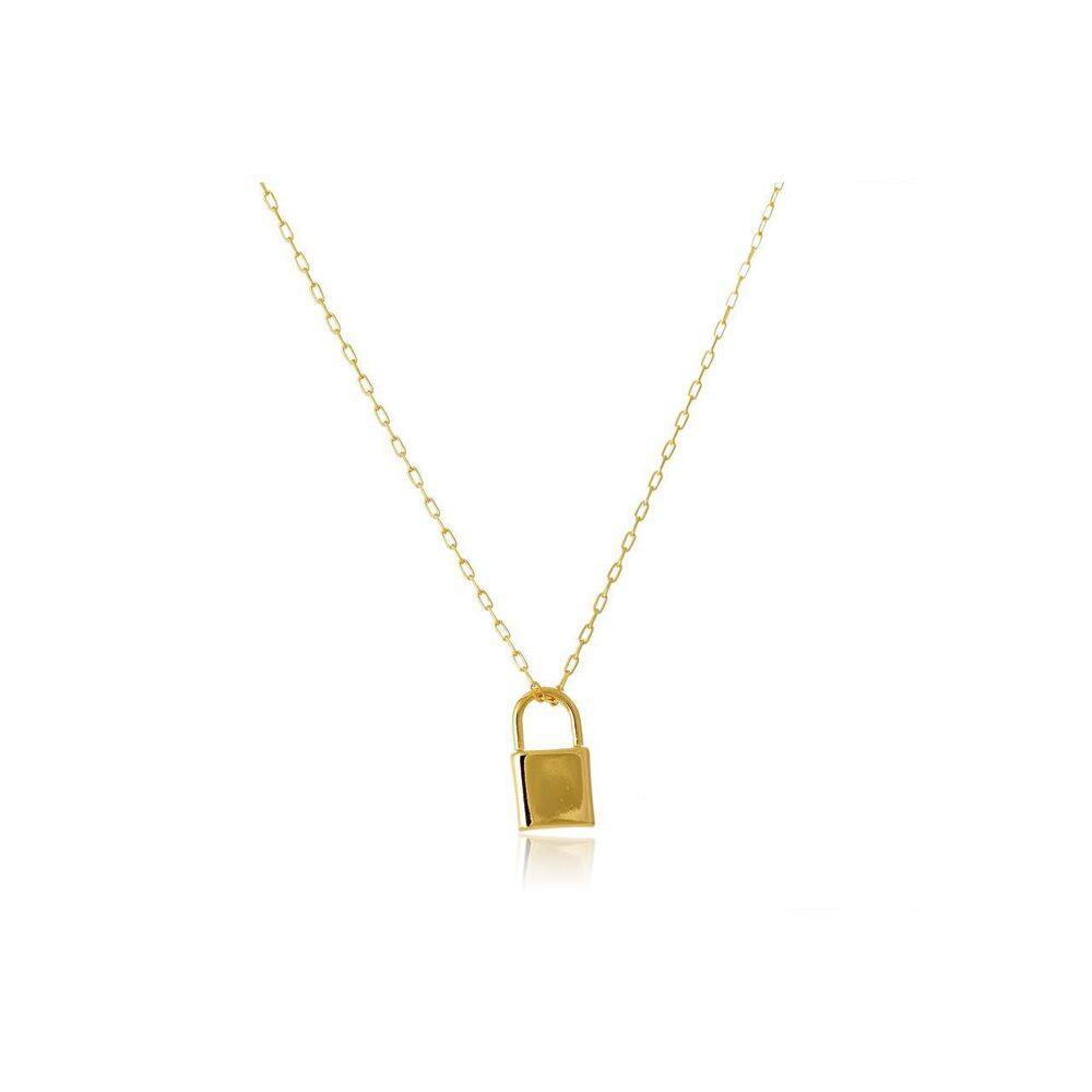 Colar Cartie Com Pingente De Cadeado Folheado Em Ouro 18K