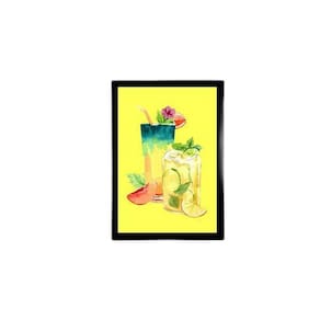 Quadro Ilustração Sucos Naturais Amarelo 24X18Cm 001