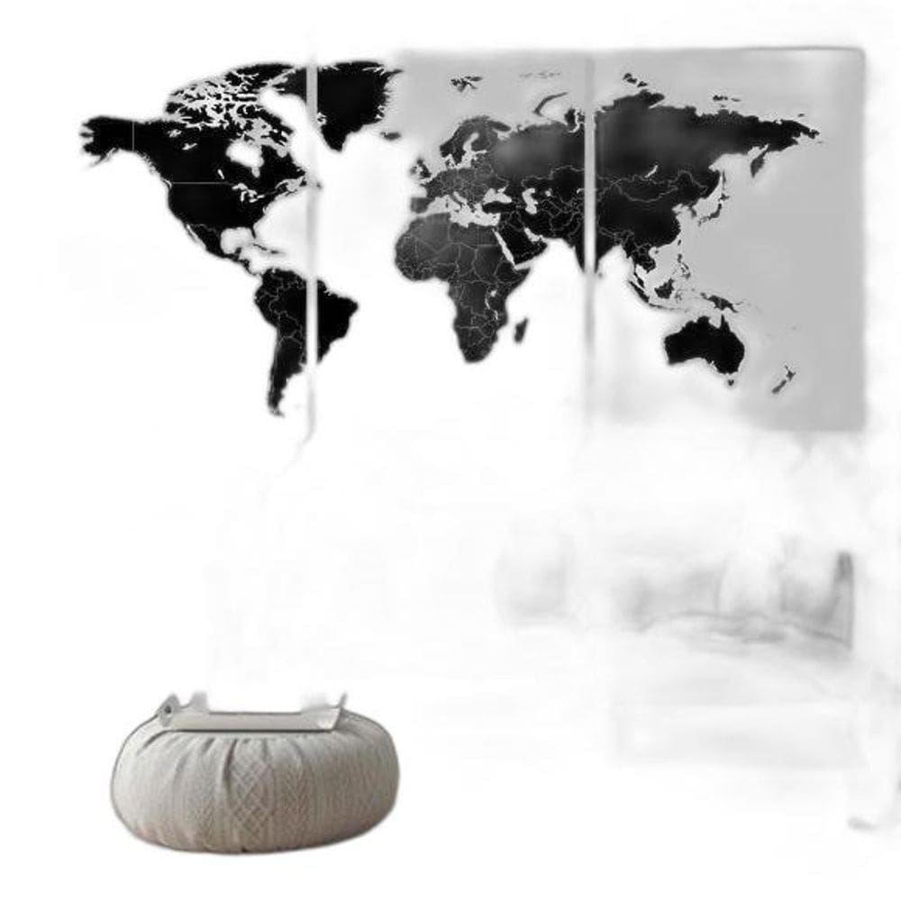 Kit 3 Quadros Mapa Mundi Preto 24X18Cm