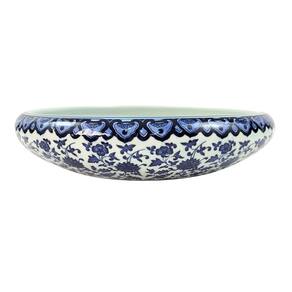Vaso Bacia Decorativa Azul E Branco 8X36Cm Centro De Mesa