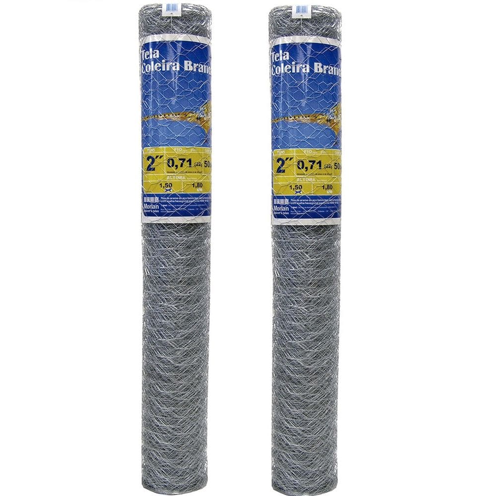 Tela Galinheiro Fio 22 1,5m x 50m - Pacote 2 Telas 100m