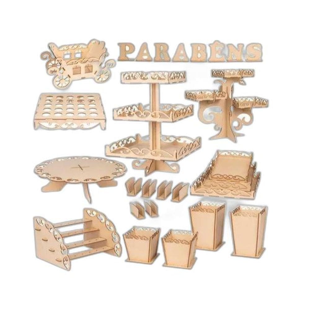 Kit Decoração Festa Provençal Mesa Infantil Mdf Aniversario