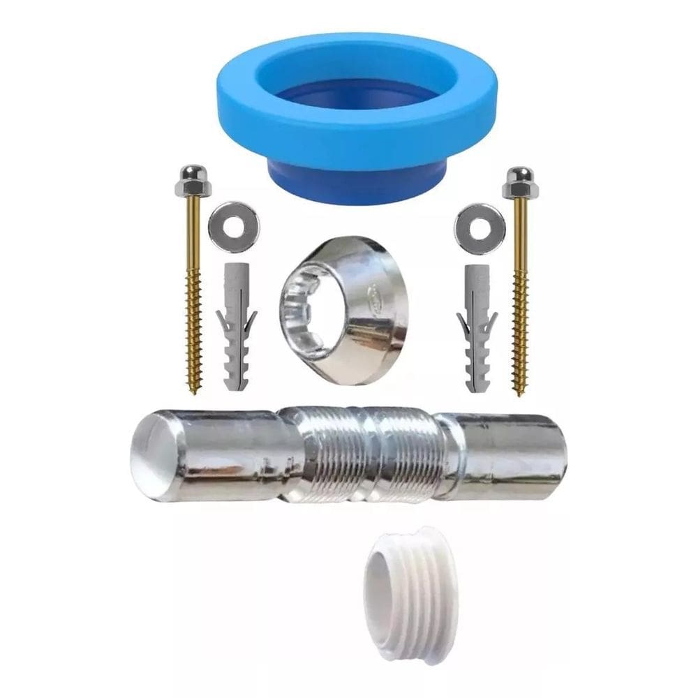 Kit Instalação Vaso Tubo Ligação Cromado + Anel + Parafusos