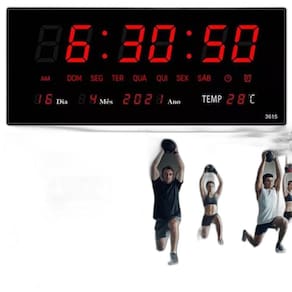 Relógio Digital Led Vermelho Calendário Empresa
