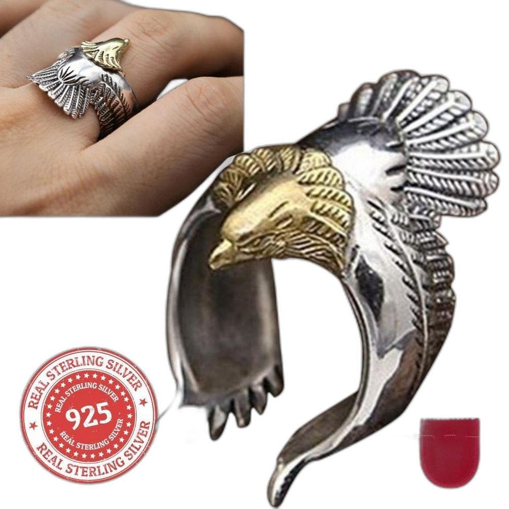 Anel Prata 925 Águia Majestosa Ajustável