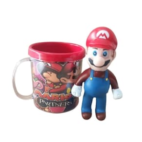 Kit Caneca + Boneco Top - Mario +/- 15 Cm - Boneco Borracha