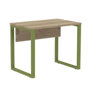Mesa Escritório P25 TUB Pandin 90 cm (Larg) Tampo MDP Noce Naturalle Pé Aço Tubular Verde Mirô