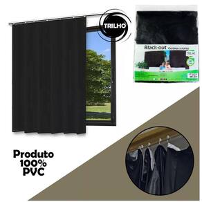 Cortina Blackout Sala Quarto Preto Para Trilho Com 280X220Cm
