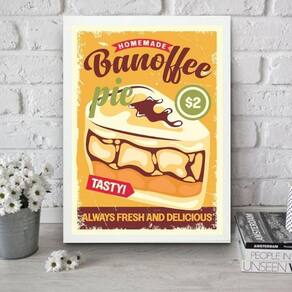 Quadro Para Cozinha Bolo Banoffee 33X24Cm - Com Vidro