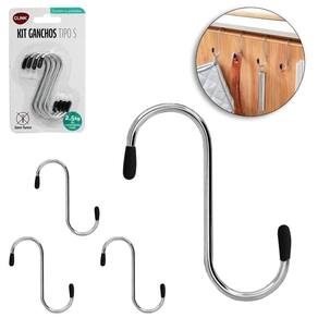 Gancho ``S`` Metal / Aco Ponta Emborrachada Com 4 Pecas 8Cm