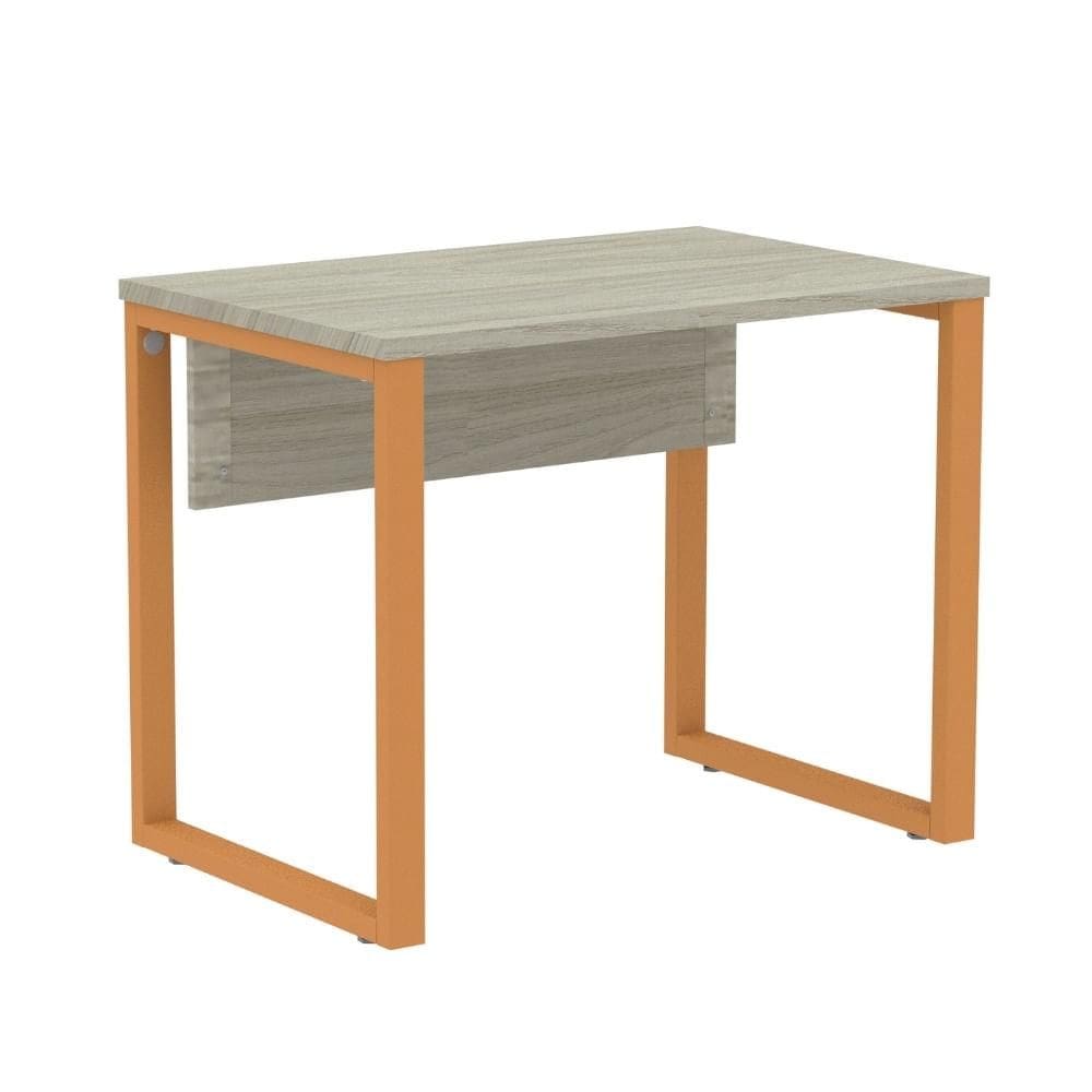 Mesa Escritório P25 TUB Pandin 90 cm (Larg) Tampo MDP Nogueira Casablanca Pé Aço Tubular Laranja