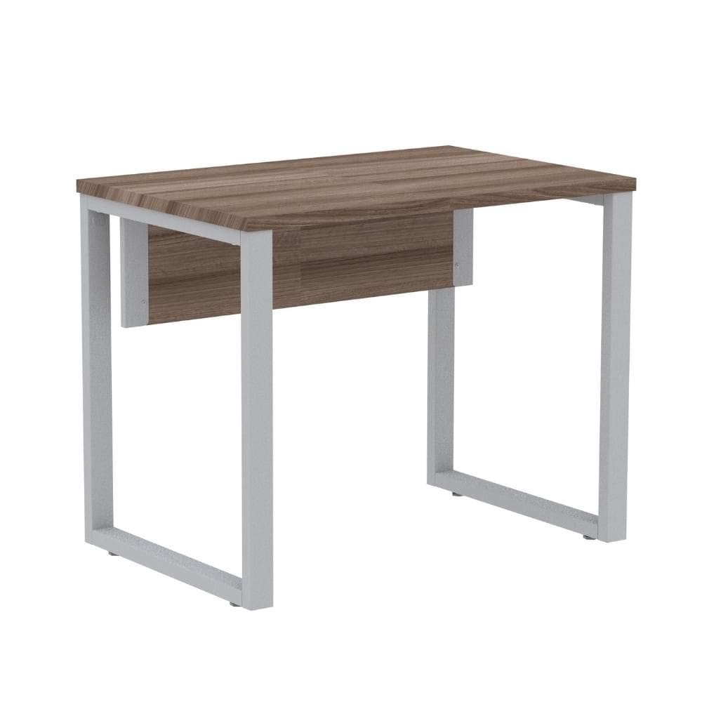 Mesa Escritório P25 TUB Pandin 90 cm (Larg) Tampo MDP Walnut Pé Aço Tubular Cinza