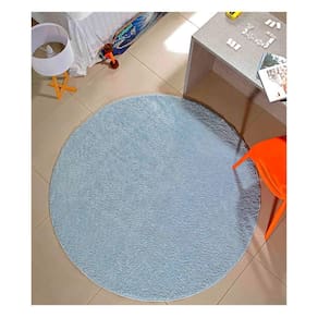 Tapete Redondo 1,00M Azul Bebe Classic Oasis