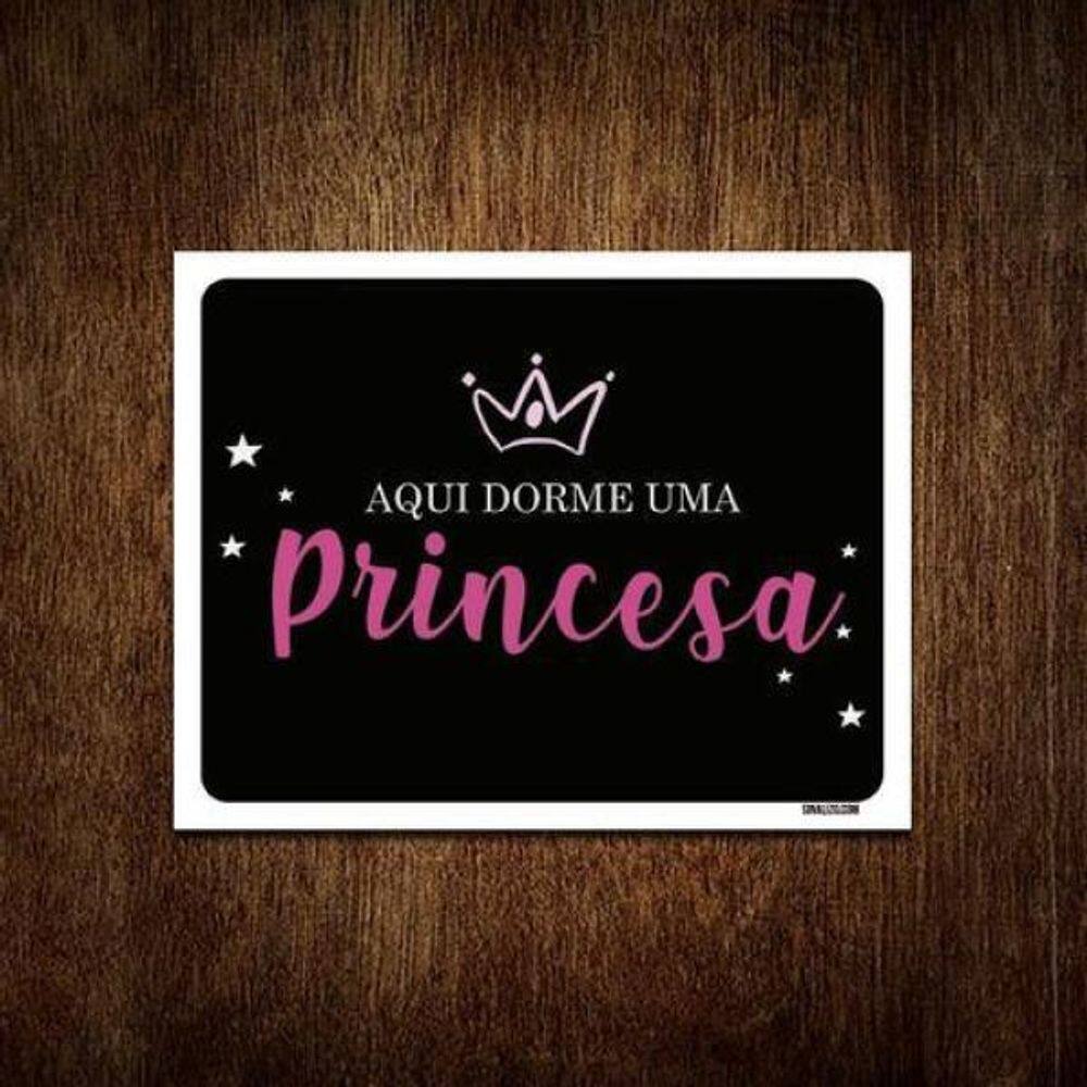 Placa Decorativa - Aqui Dorme Uma Princesa 36X46