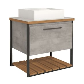 Armário Gabinete Para Banheiro 80cm Mdf 1 Porta 1 Prateleira Cimento