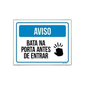 Placa Sinalização Aviso Bata Na Porta Antes De Entrar 36X46