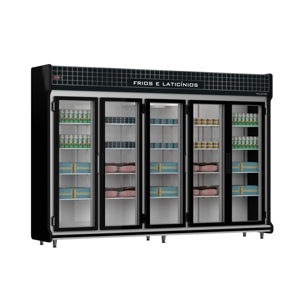 Expositor Refrigerado Auto Serviço Polofrio 3,00m 5 Portas 2157 220v
