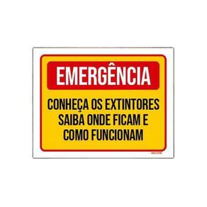 Placa De Sinalização - Emergência Conheça Extintores 36X46