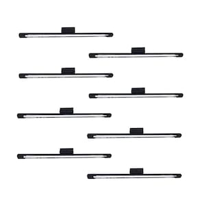 Luminaria Tubular Sobrepor 120Cm Com Lâmpada Led 1X18w 6500K(Branco Frio)Preto Kit8