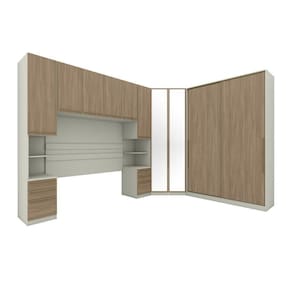 Quarto Modulado Completo Henn Seletto 5Peças Areia Jequitiba
