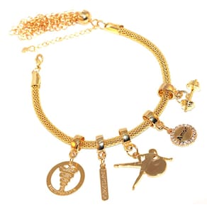 Pulseira Berloque Fisioterapia Pilates Folheado Ouro 18k