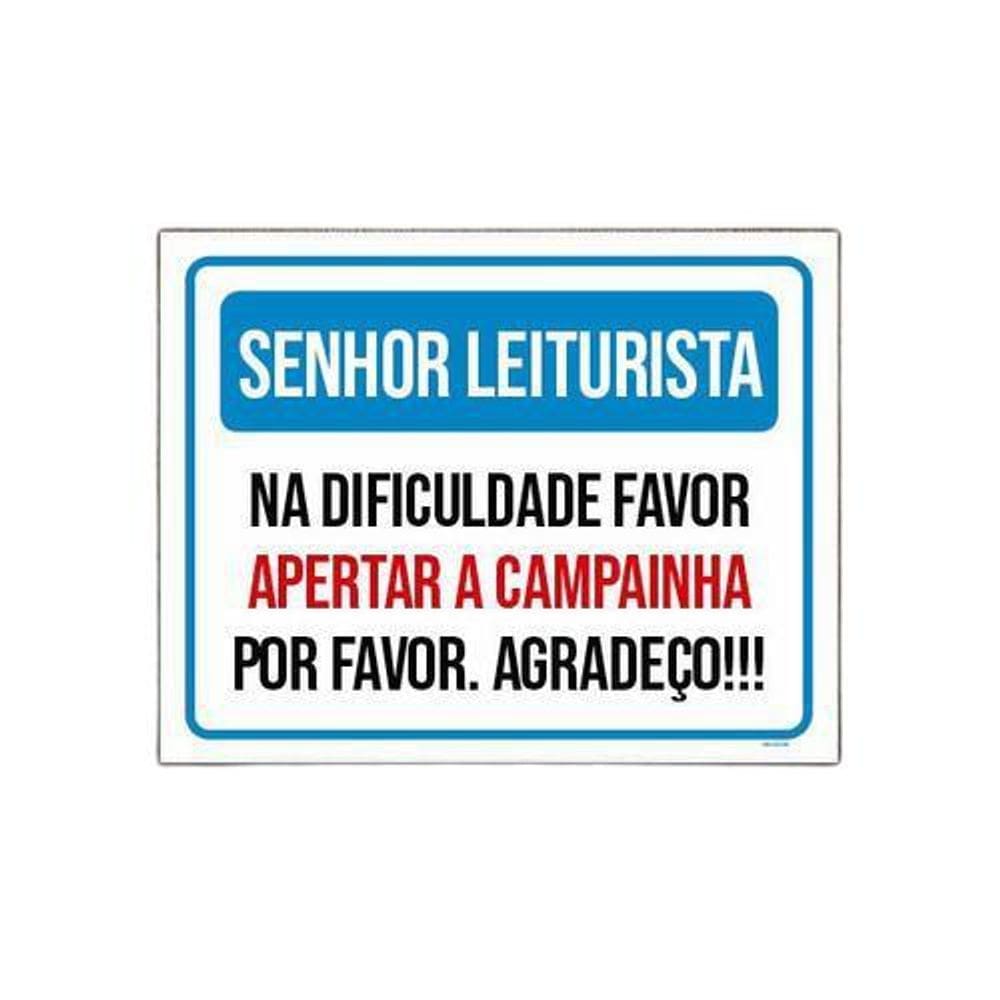 Placa Senhor Leiturista Aperte Campainha 18X23