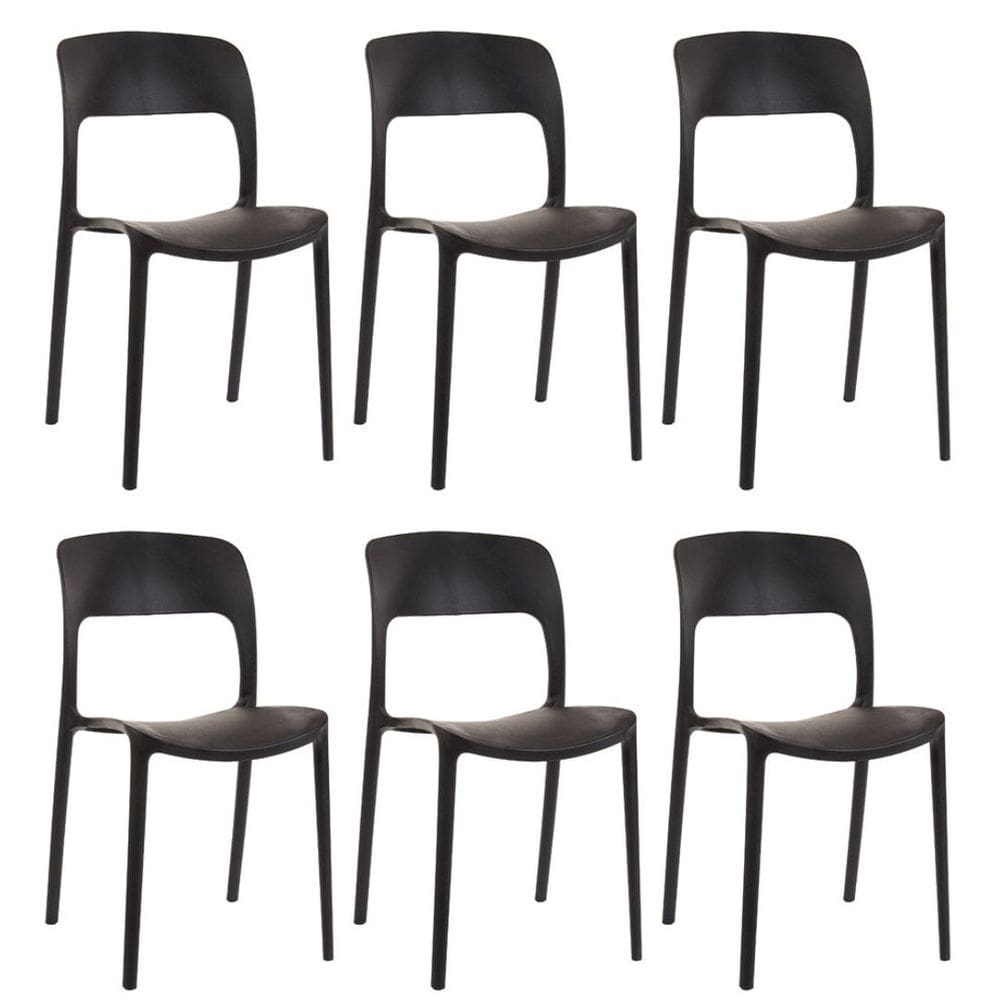Kit 6 Cadeiras Nina Preta
