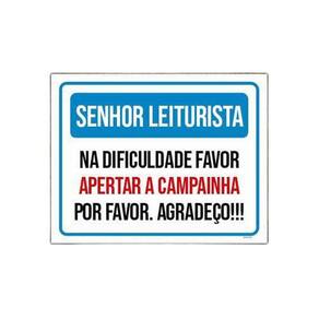 Placa Senhor Leiturista Aperte Campainha 18X23