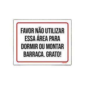 Placa Não Utilizar Área Dormir Montar Barraca 18x23cm 5un