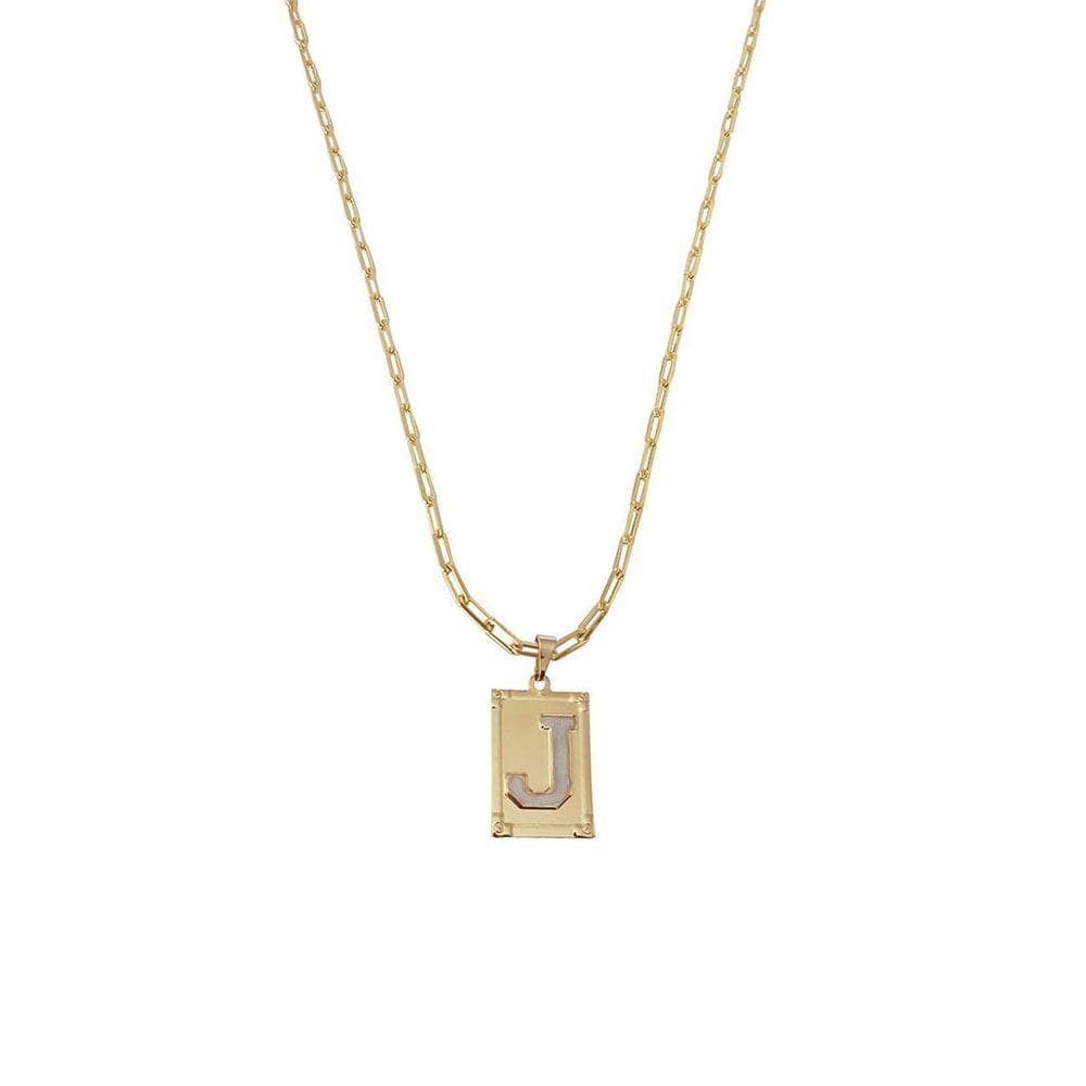 Cordão 45Cm Masculino Feminino Pingente Letra J Banhado Ouro