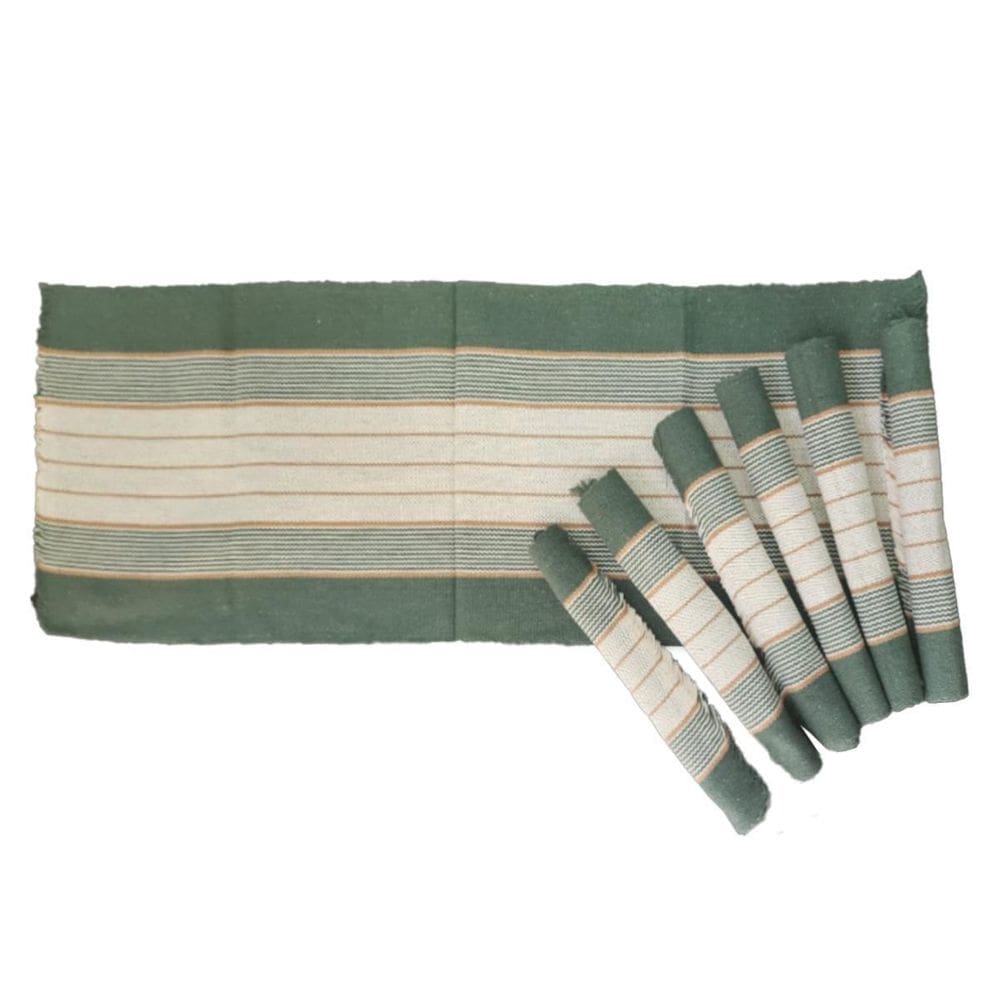 Jogo Americano De Algodão Mesa De Jantar Verde 7 Peças