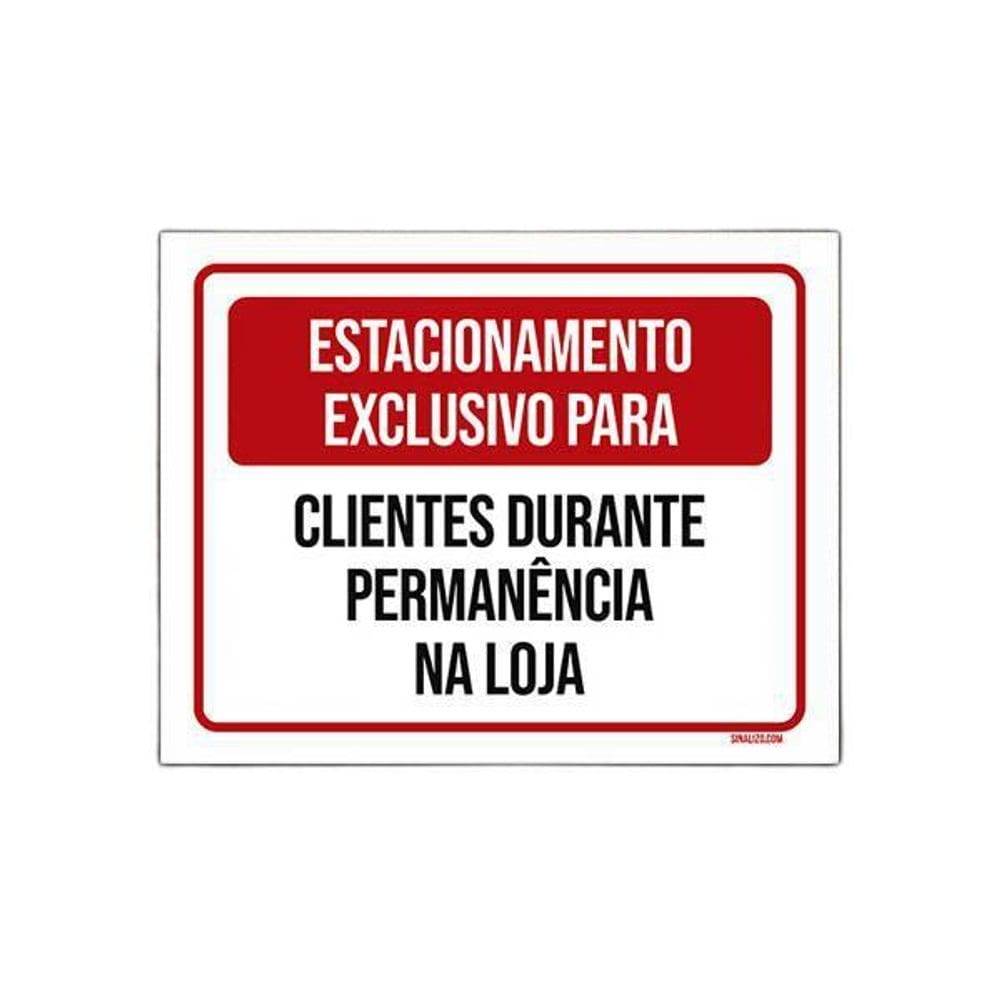 Placa Sinalização Estacionamento Exclusivo Clientes 36X46