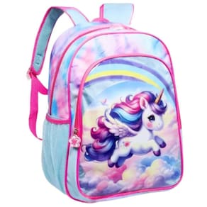 Mochila Escolar Pônei Rosa Alças De Costa Tam Grande