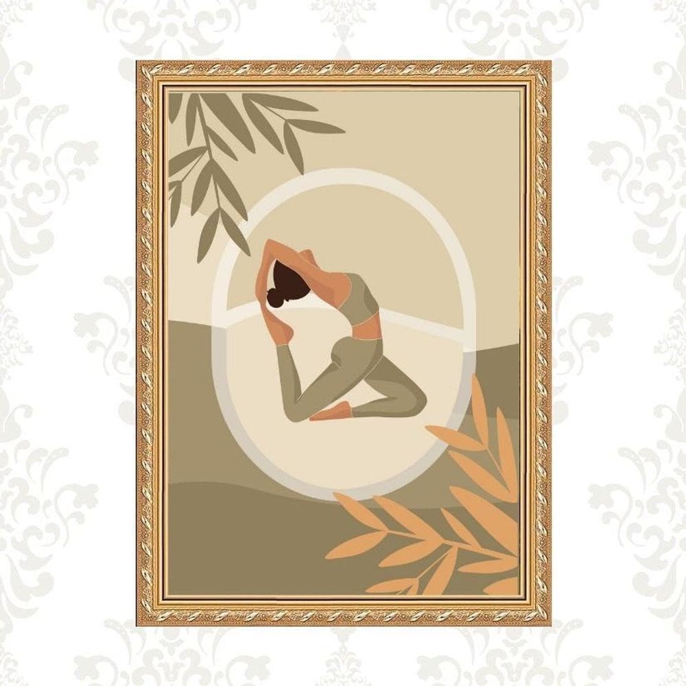 Quadro Decorativo Moldura Dourada Yoga 33X24Cm