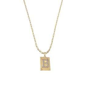 Cordão 45Cm Masculino Feminino Pingente Letra B Banhado Ouro
