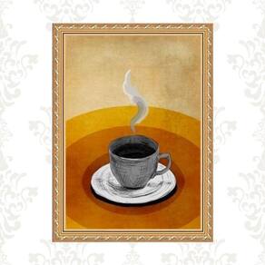 Quadro Moldura Dourada Café Terracota 45X34Cm