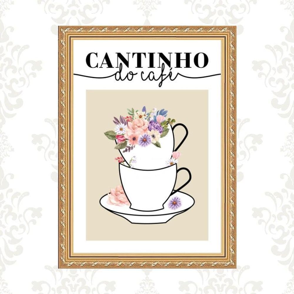 Quadro Moldura Dourada Cantinho Do Café 45X34Cm