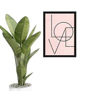 Quadro Love - Fundo Rosê 24X18Cm - Com Vidro - Madeira Preta