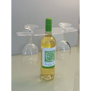 Porta Vinho com Suporte para 2 Taças em Acrílico
