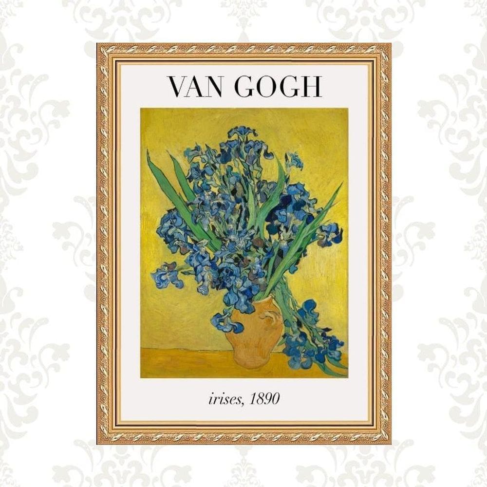 Quadro Moldura Dourada Van Gogh - Irises 33X24Cm