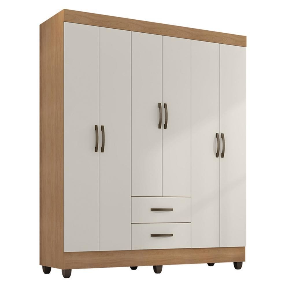 Guarda Roupa Casal Lite 6 Portas e 2 Gavetas - Móveis Leão