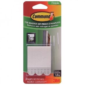 Fecho Médio Com Adesivo Command 3M Fixa Quadros 1Kg