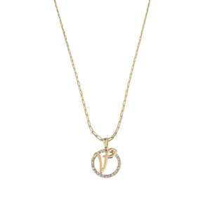 Colar Corrente 60 Cm Feminina Pingente Letra V Banhado Ouro