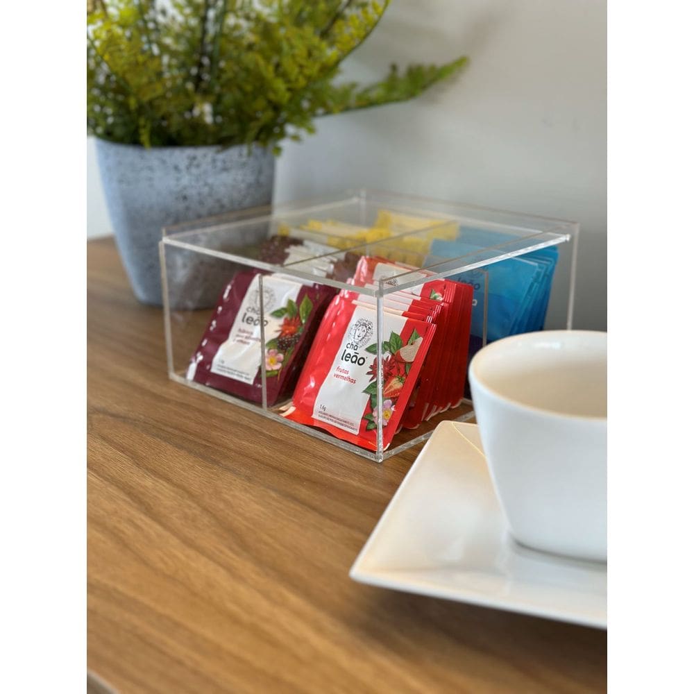 Caixa Organizadora para Chá 4 divisórias  em Acrílico